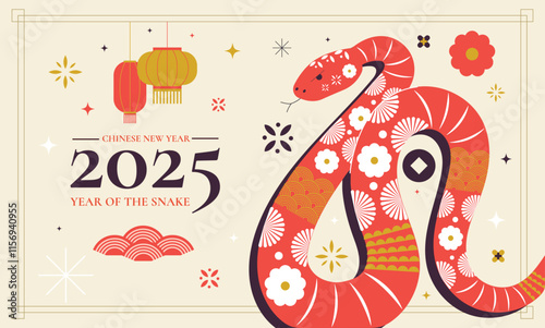 Lunar New Year card design - Year of Snake