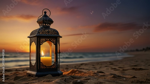 lantern in the sunset