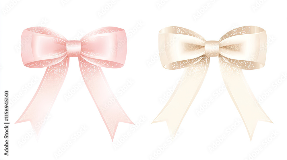 Two different pink and beige bows Two different pink and beige bows