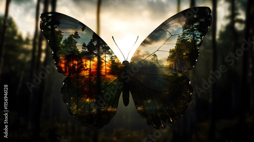 Seasonal Essence Butterfly Reflecting the Forest's Beauty