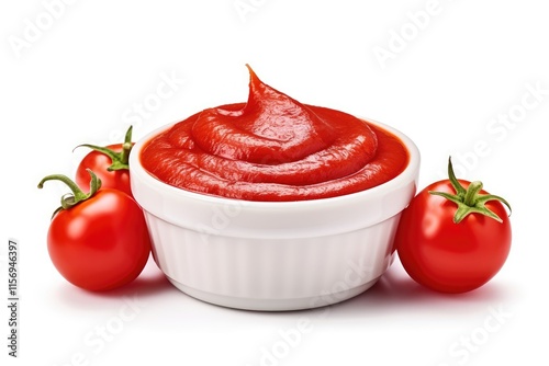 Closeup of isolated tomato paste on white background