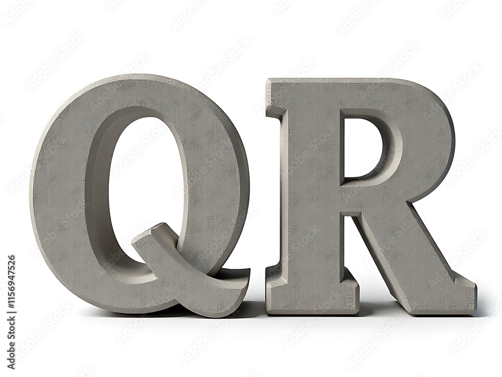 Two Stone Letters Q And R Are Isolated On A Plain White Background. 00001 Two Stone Letters Q And R Are Isolated On A Plain White Background. 00001