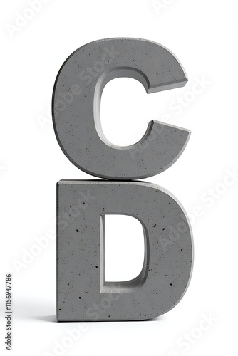 Two Stone Letters C And D Isolated Against A Clean White Background For Easy Viewing And Design Purposes. 00001 photo