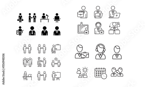 Business People Icons Set for Business and Corporate vector art on white