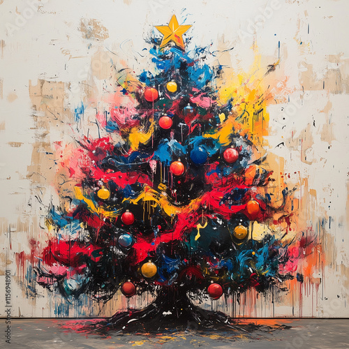 painting of Christmas tree