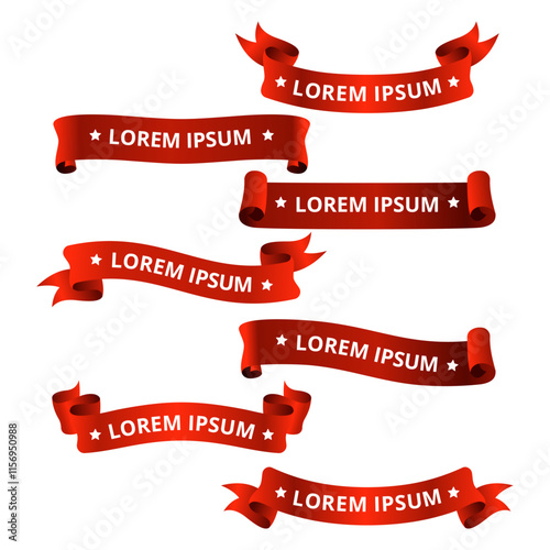 vector set of 3D ribbon banner image assets