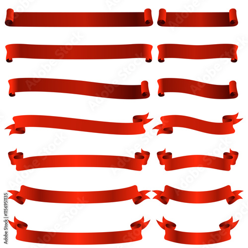 vector set of 3D ribbon banner image assets