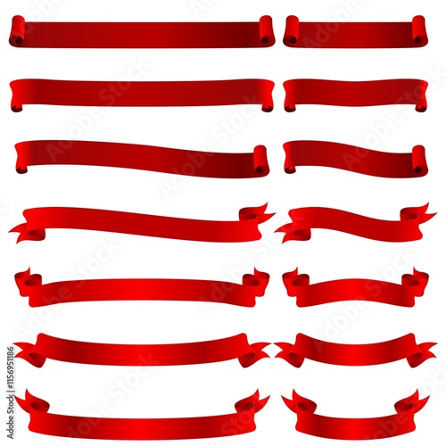 vector set of 3D ribbon banner image assets