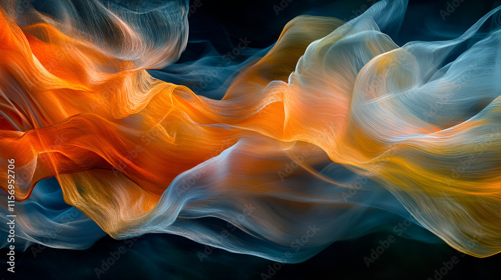 Obraz premium Abstract multicolored smoke on a black background, abstract colorful wavy lines on black background, Beautiful smoke on the black background
