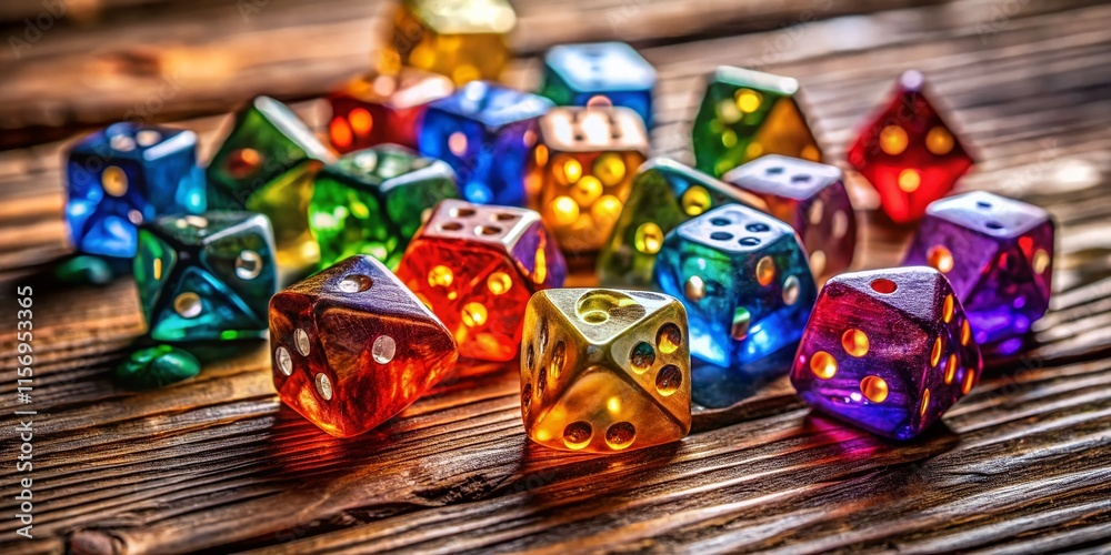 Lucky Roll: D20 Dice Game on Rustic Wood Tabletop