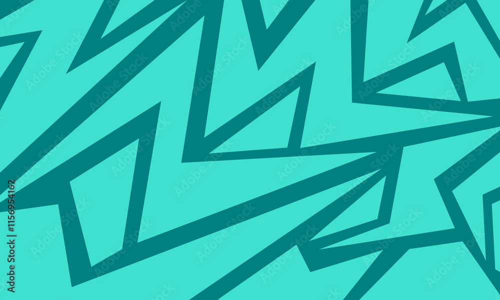 Abstract teal background with dark teal zigzag and triangular shapes creating a dynamic, geometric pattern.
