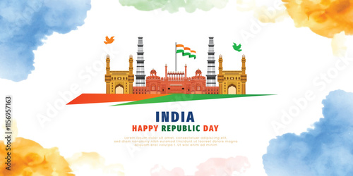 india watercolor celebration greeting social media banner design with print or hand-drawn and splash poster or banner design vector file
