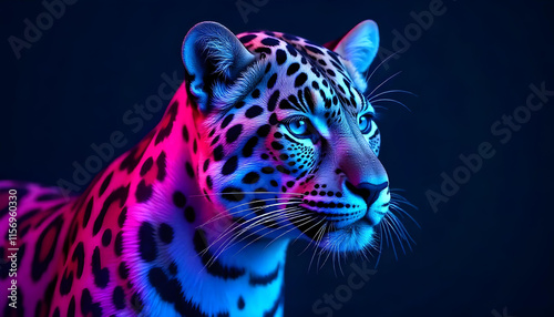 A bright blue and pink leopard dark background
