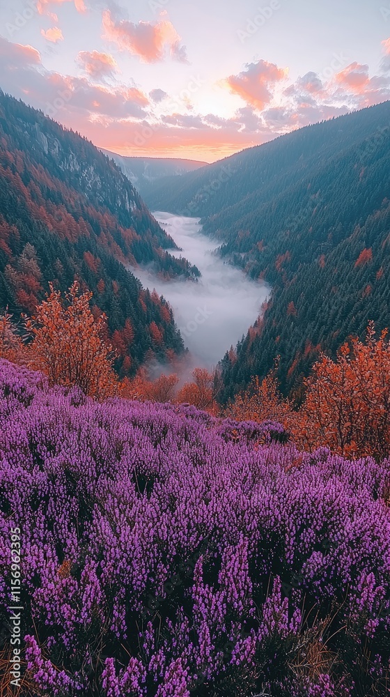 Golden Sunrise Over Misty Mountains: Serenity in Nature Golden Sunrise Over Misty Mountains: Serenity in Nature