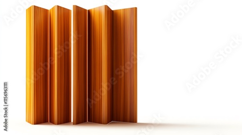 Stylish wooden panels arranged in a contemporary design on a white background.