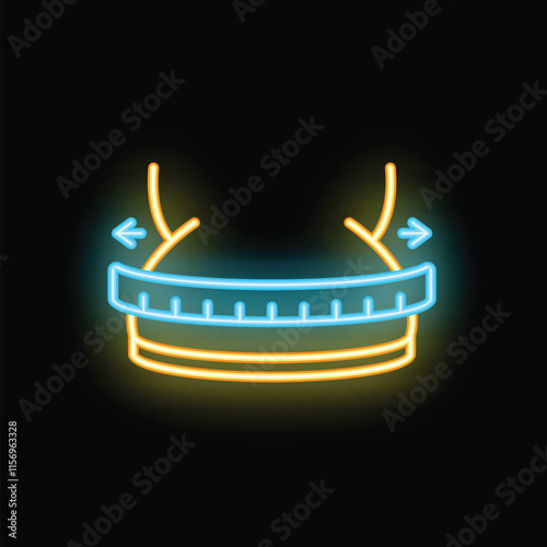 Neon sign representing the concept of losing weight with a measuring tape around a belly