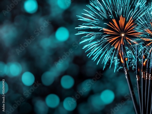 A close up of a sparkler with a blue background photo