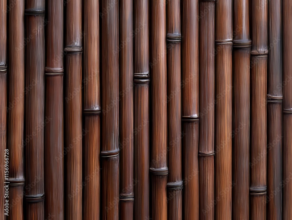 Naklejka premium A close up of a bamboo fence with a lot of bamboo sticks