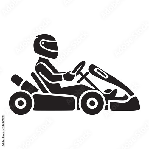Silhouette Illustration of a Go-Kart Racer