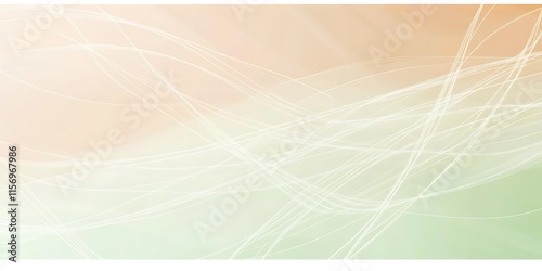 Abstract pastel background with flowing, white lines on a peach and green gradient.