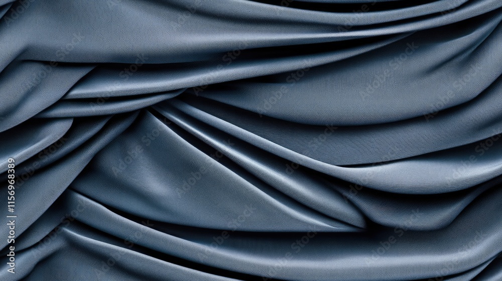 Obraz premium Smooth waves of black satin fabric fill the canvas, showcasing a hyper-realistic and elegant texture perfect for dark-themed designs SEAMLESS PATTERN