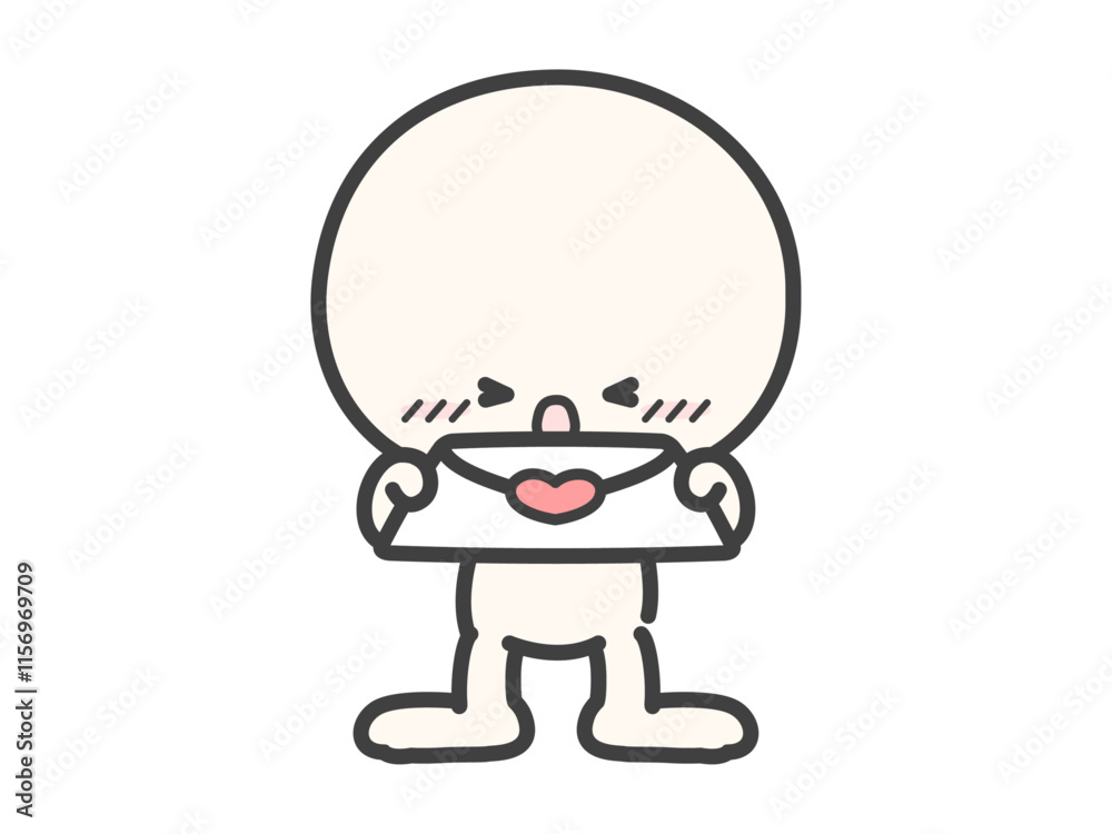 勇気を出してラブレターを渡す人物のベクターイラスト02 勇気を出してラブレターを渡す人物のベクターイラスト02