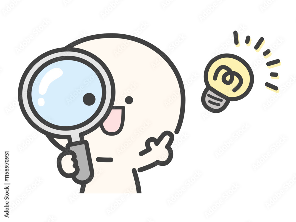 虫眼鏡とシンプルでかわいい人物のベクターイラスト10 虫眼鏡とシンプルでかわいい人物のベクターイラスト10