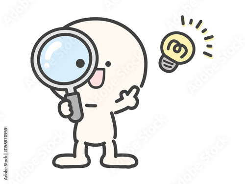 虫眼鏡とシンプルでかわいい人物のベクターイラスト09