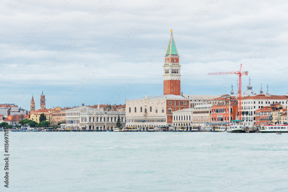 Venetian Lagoon with St. Mark's Campanile and Buildings in the Background Venetian Lagoon with St. Mark's Campanile and Buildings in the Background