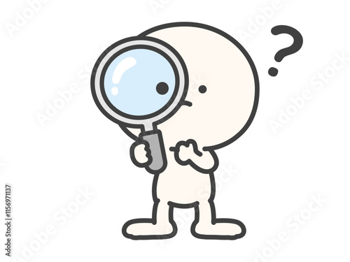 虫眼鏡とシンプルでかわいい人物のベクターイラスト06