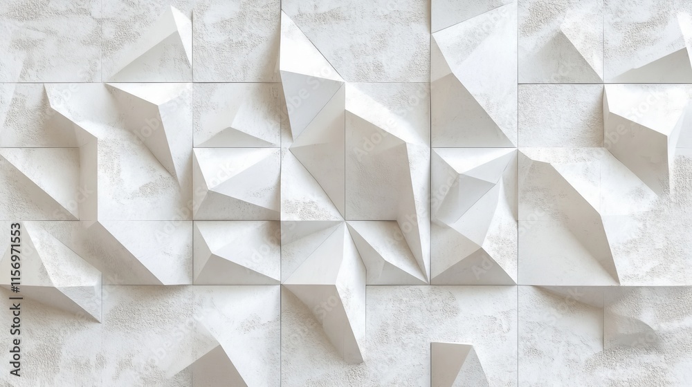 Obraz premium Smooth white 3D background with geometric plaster texture, seamless and abstract. 