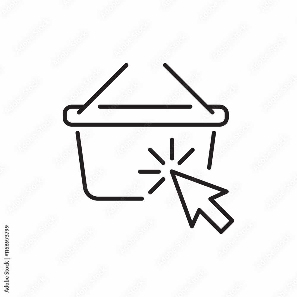 Shopping cart click button icon vector sign Shopping cart click button icon vector sign