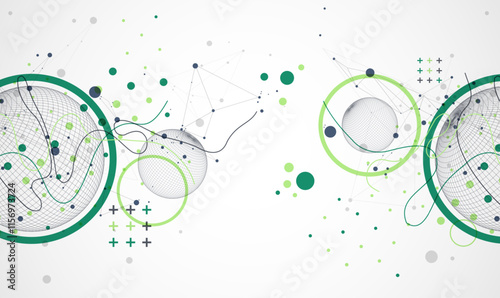 Abstract sphere background with plexus effect. 3D surface. Vector illustration.