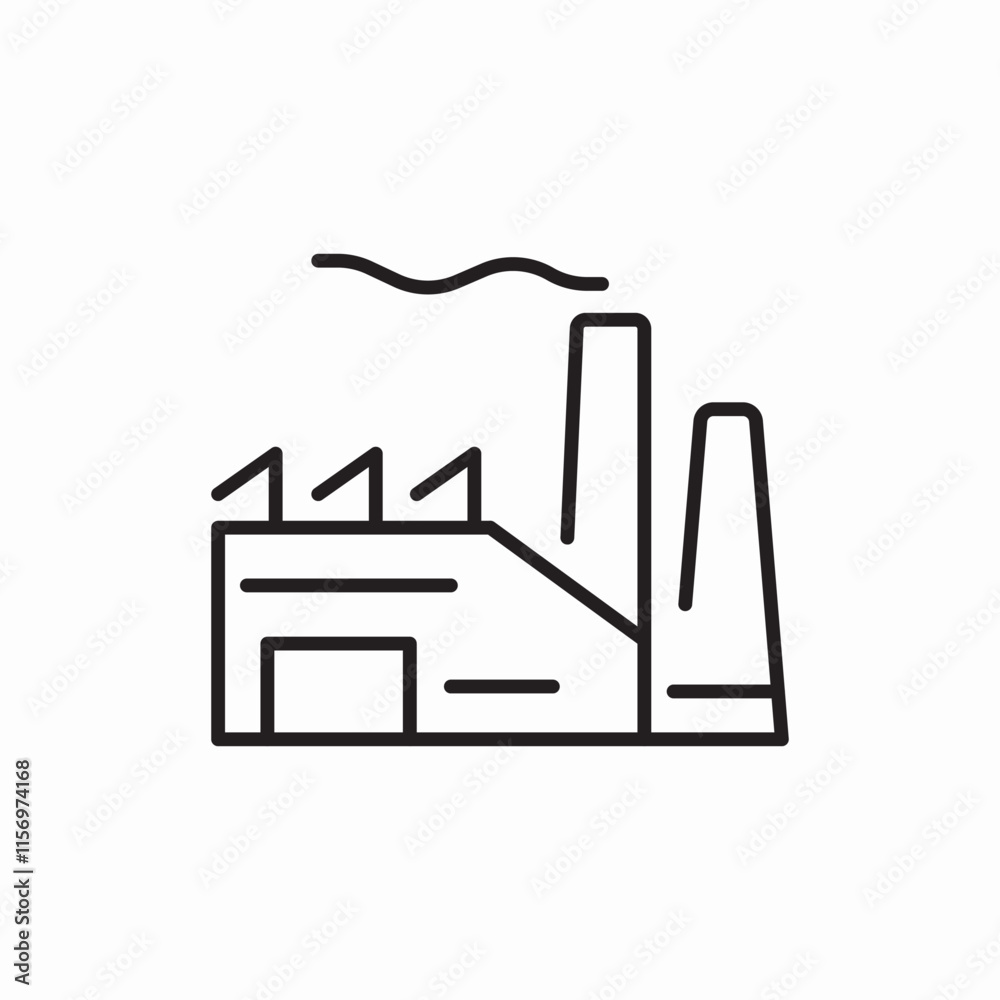 Industrial factory manufacturing building icon vector sign Industrial factory manufacturing building icon vector sign