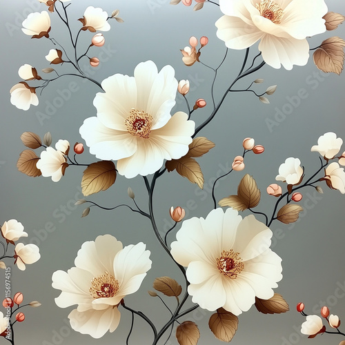 Classic Vintage Wallpaper Pattern Intricate Floral Motifs