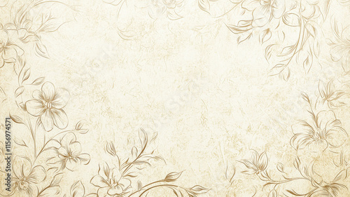 Soft beige background, delicate hand-drawn floral doodles. Feminine designs, greeting cards, websites. Charming, elegant, natural.