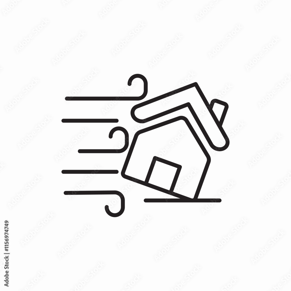Storm damage house weather icon vector sign Storm damage house weather icon vector sign