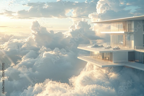 a hotel rising among the clouds with an elegant and modern design. Travel, Hotel Interiors