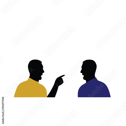 a black silhouette of two men engaged in a conversation