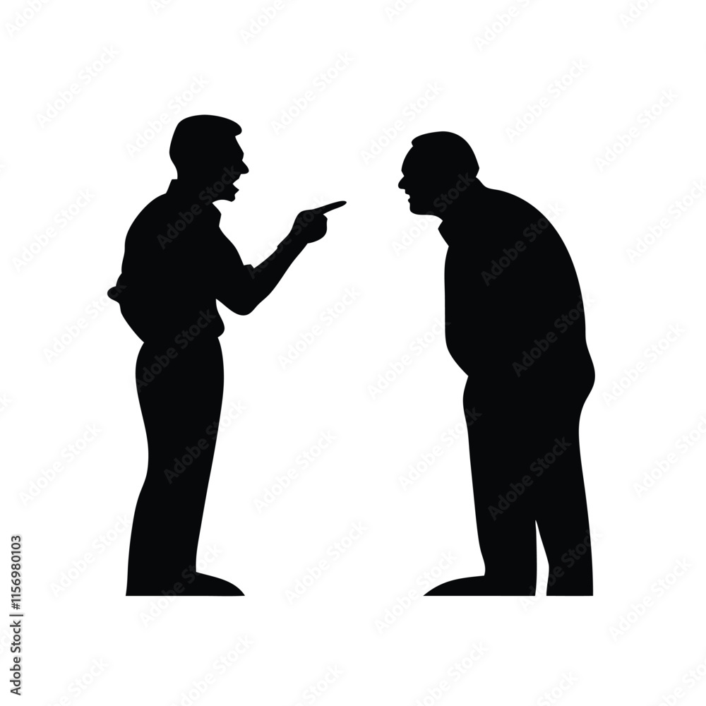 a black silhouette of two men engaged in a conversation a black silhouette of two men engaged in a conversation
