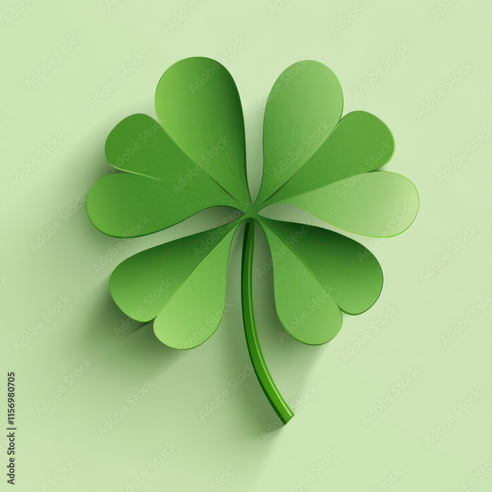 Green Four-Leaf Clover Leaf Design on Light Green Background Symbolizing Luck and Prosperity in Nature and Culture, Perfect for Holidays and Seasonal Decor Projects Green Four-Leaf Clover Leaf Design on Light Green Background Symbolizing Luck and Prosperity in Nature and Culture, Perfect for Holidays and Seasonal Decor Projects