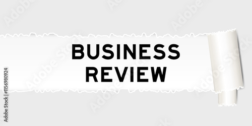 Ripped gray paper background that have word business review under torn part