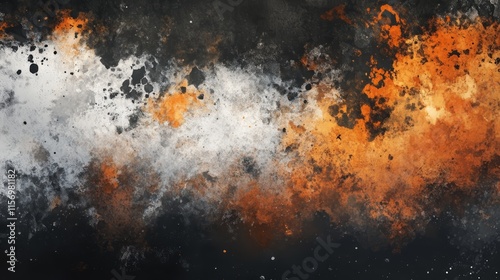 Abstract fiery orange and grey splatter paint texture