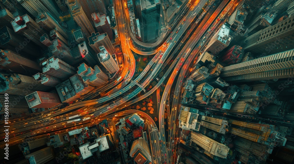 Urban infrastructure dynamics a bird's eye view of sprawling city roads and buildings at night Urban infrastructure dynamics a bird's eye view of sprawling city roads and buildings at night