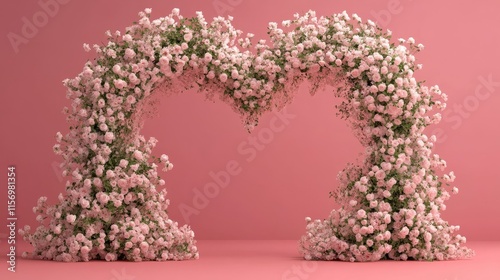 Floral Archway Romance - Pink flower arch, wedding decor, romantic setting, floral design, spring blossoms. photo