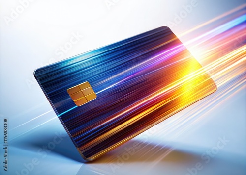 Macro shot of a credit card, blurred background, minimalist design, clean lines highlighting banking and finance.
