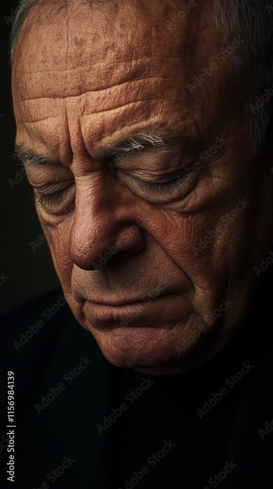 A close-up portrait of an elderly man with closed eyes, exuding a sense of introspection and tranquility, capturing the essence of aging and wisdom. A close-up portrait of an elderly man with closed eyes, exuding a sense of introspection and tranquility, capturing the essence of aging and wisdom.