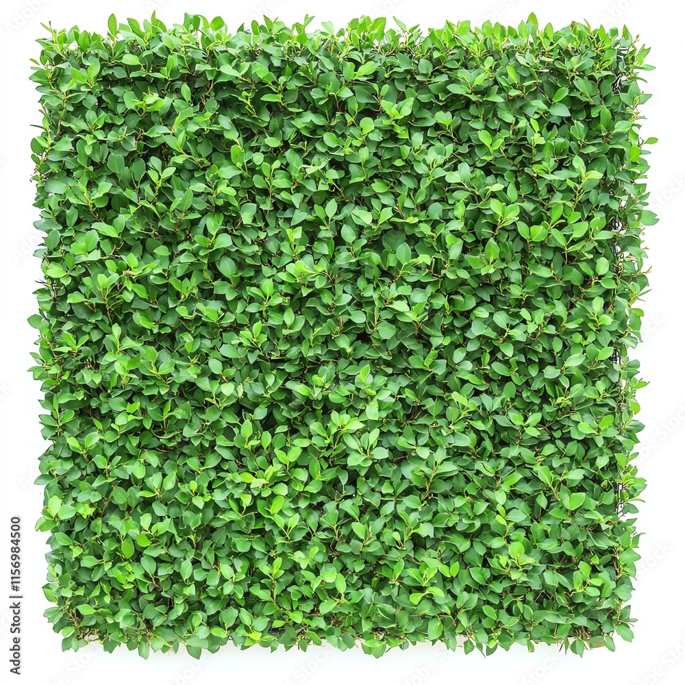 Lush green hedge panel on a white isolate background. Lush green hedge panel on a white isolate background.