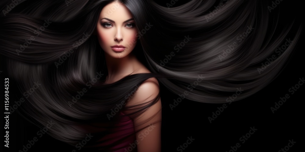 Fototapeta premium beautiful woman with long black hair