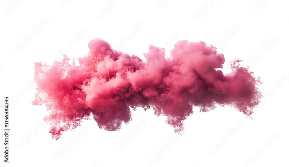 Fototapeta premium Vibrant pink smoke cloud isolated on transparent or white background PNG ,